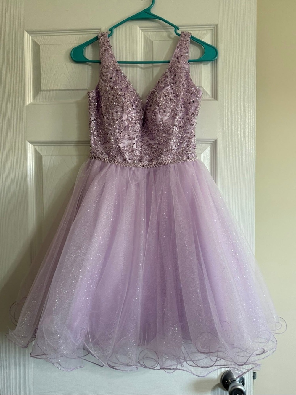 Sparkling Lilac Prom Dress with Beaded Bodice